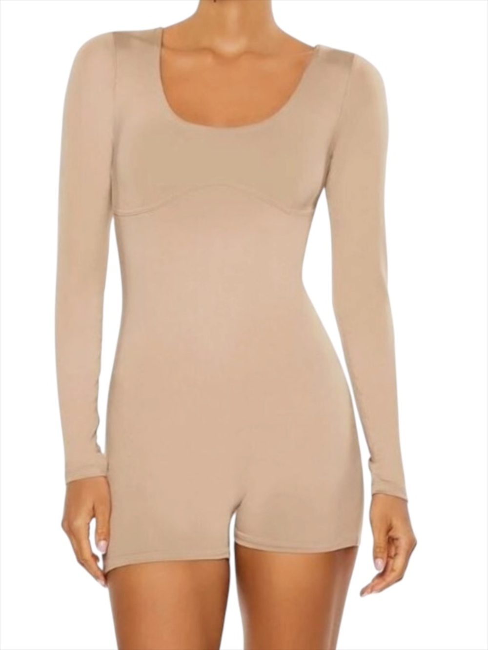 Forever 21 Sculpt Long-Sleeve Romper - Tan Size XS